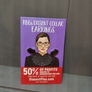 RBG Dissent Collar Earrings - Black and Silver New